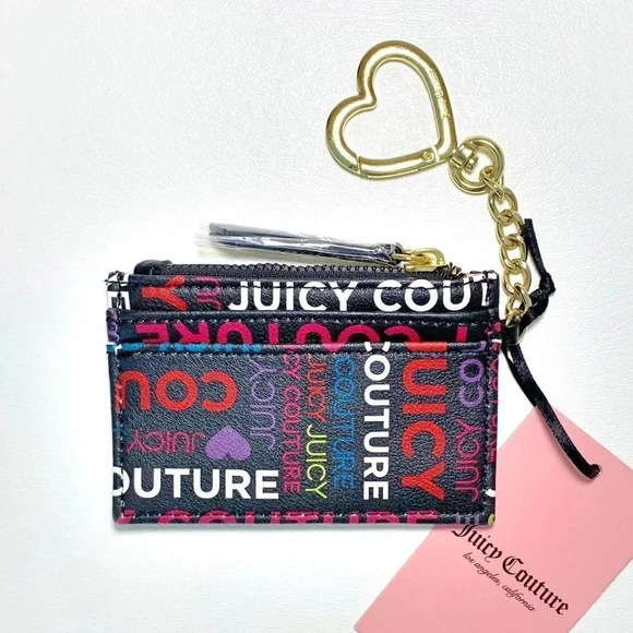 Juicy Couture Black ID Card Case Keychain Bag Charm NWT - Picture 4 of 6
